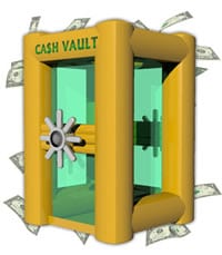 Infaltable vault money machine