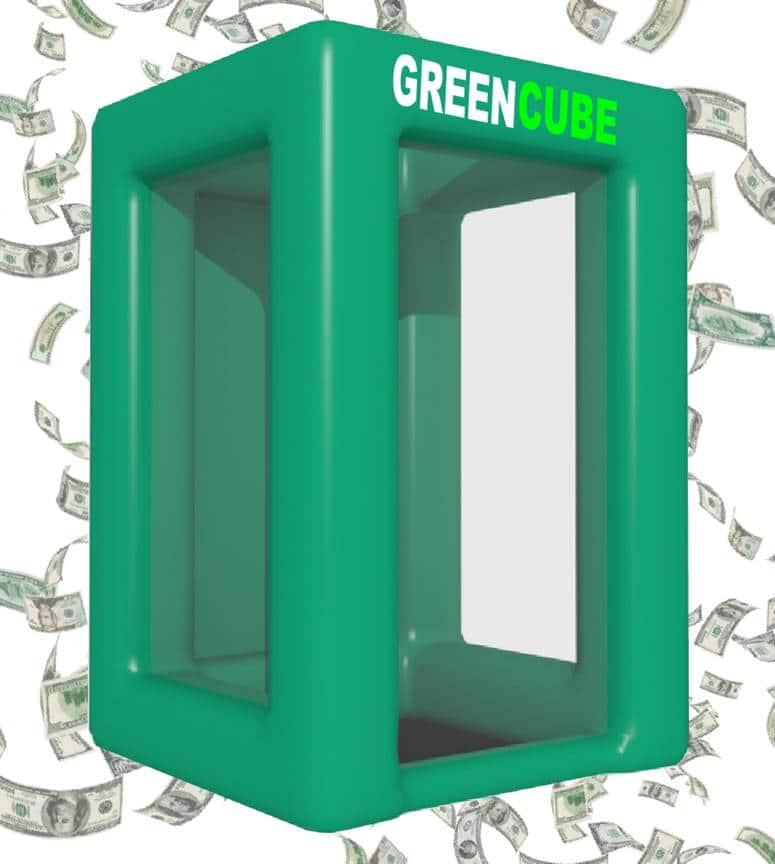 Inflatable Bouncer Money Grab Machine Green Cash Cube Booth For Event Activity